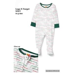 Lego x Target Baby One Piece Sleeper‎ Size 0-3 Months Red Green Bricks Christmas
